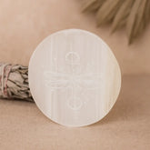 Selenite Dragonfly Spirit Charging Plate - Round