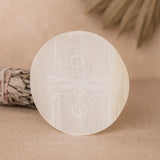 Selenite Dragonfly Spirit Charging Plate - Round