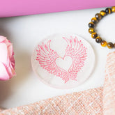 Selenite Angel Wings Engraved - Round