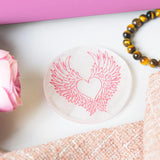 Selenite Angel Wings Engraved - Round