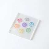Selenite Seven Chakra Symbol Charging Plate - Square