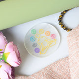 Selenite 7 Chakra Charging Plate - Round