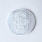 Selenite Hamsa Hand Charging Plate - Round