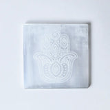 Selenite Hamsa Hand Charging Plate – Square