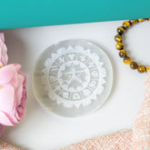 Selenite Zodiac Charging Plate – Round