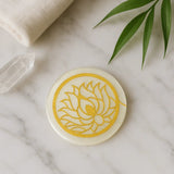 Selenite Crystal Charging Plate with Golden Lotus - Round
