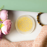 Selenite Sri Yantra Charging Plate – Round