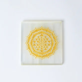 Selenite Sri Yantra Charging Plate– Square
