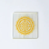 Selenite Sri Yantra Charging Plate– Square