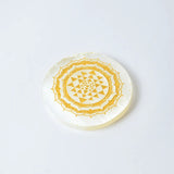 Selenite Sri Yantra Charging Plate – Round