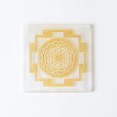 Selenite Shri Yantra Charging Plate - Square