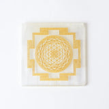 Selenite Shri Yantra Charging Plate - Square