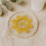 Selenite Eye of Horus Charging Plate - Round