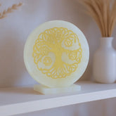 Selenite Tree of Life Chakra Charging Plate - Round