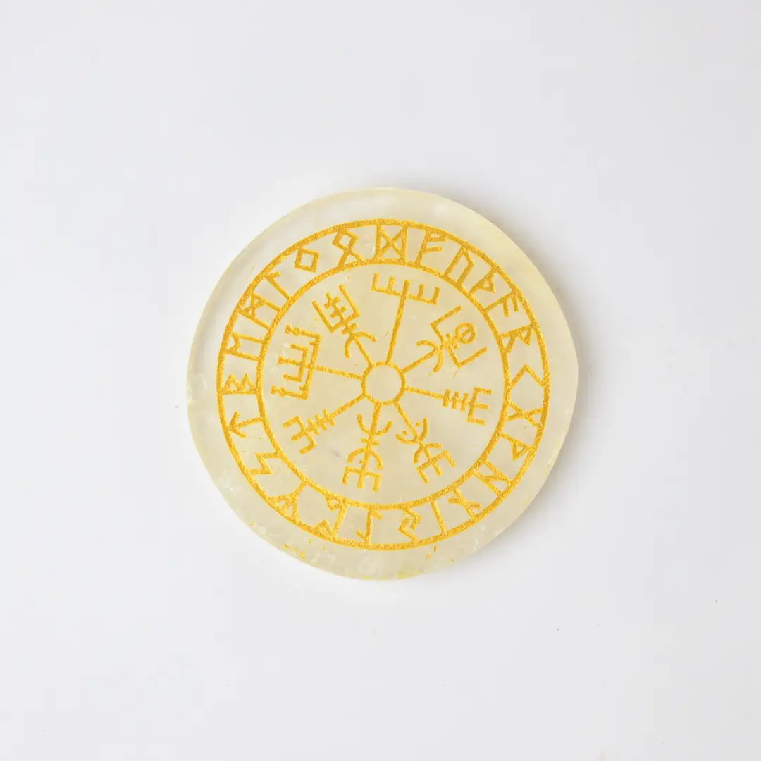 Selenite Viking Vegvisir Protection Charging Plate - Round