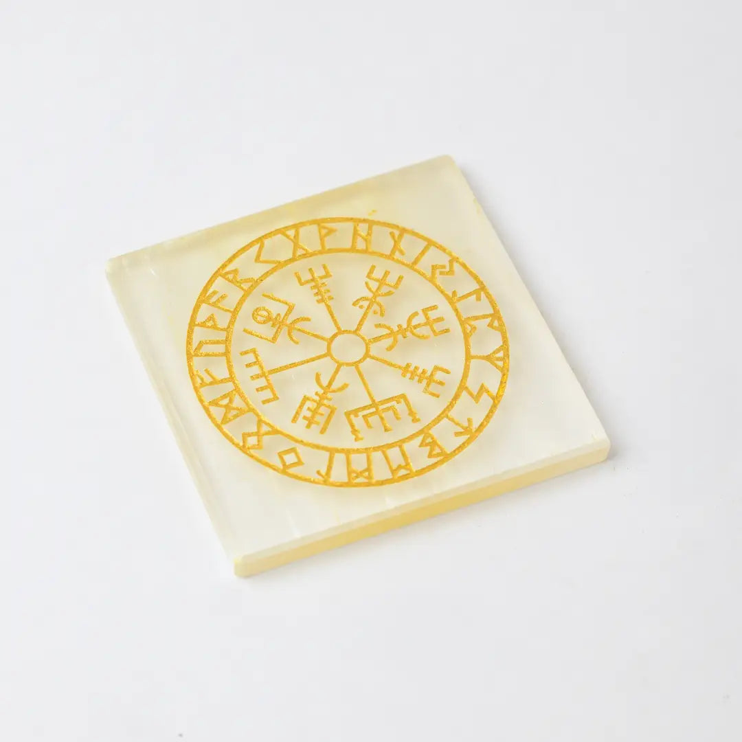 Selenite Viking Vegvisir Protection Charging Plate - Square