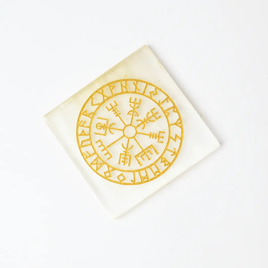 Selenite Viking Vegvisir Protection Charging Plate - Square