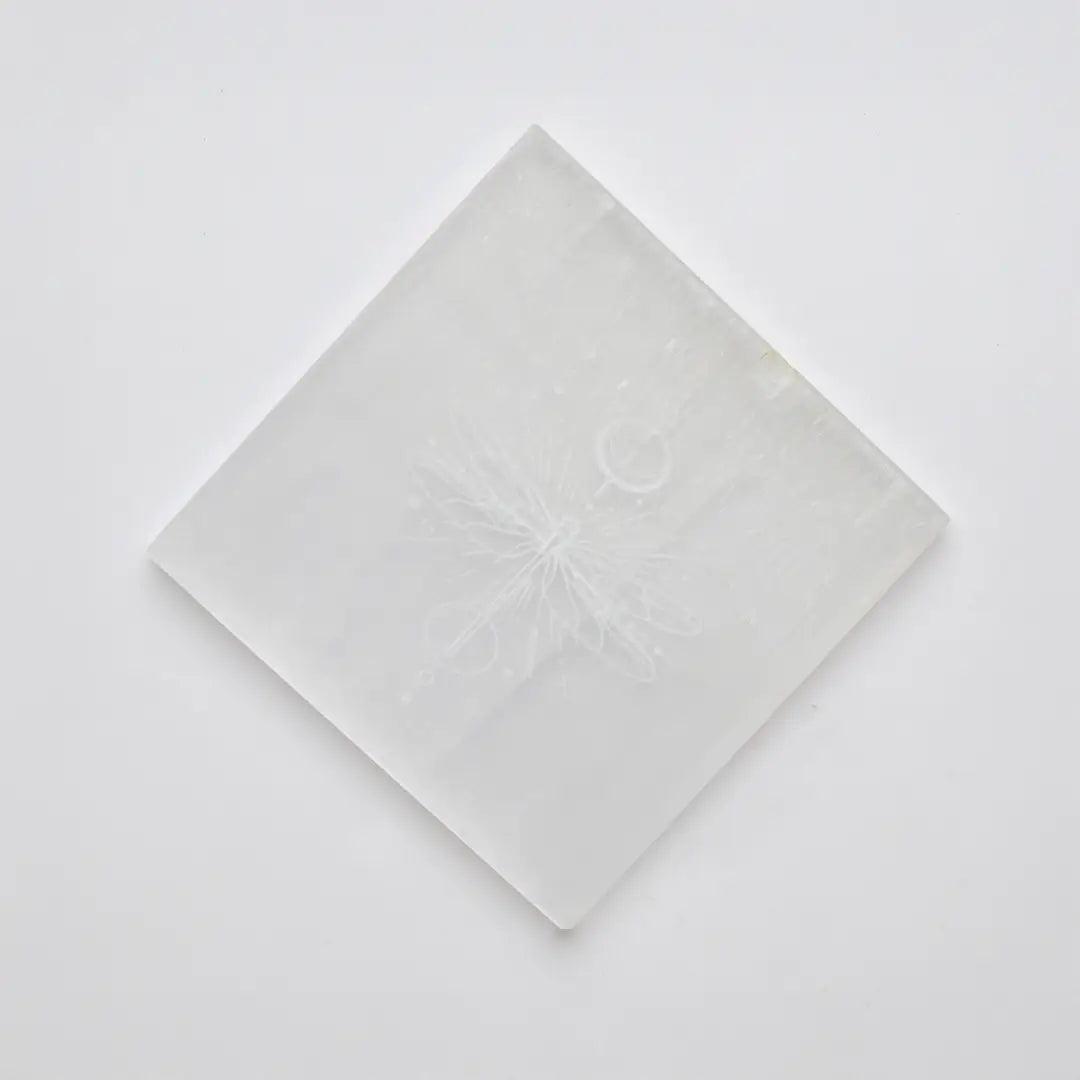 Selenite Dragonfly Spirit Charging Plate - Square