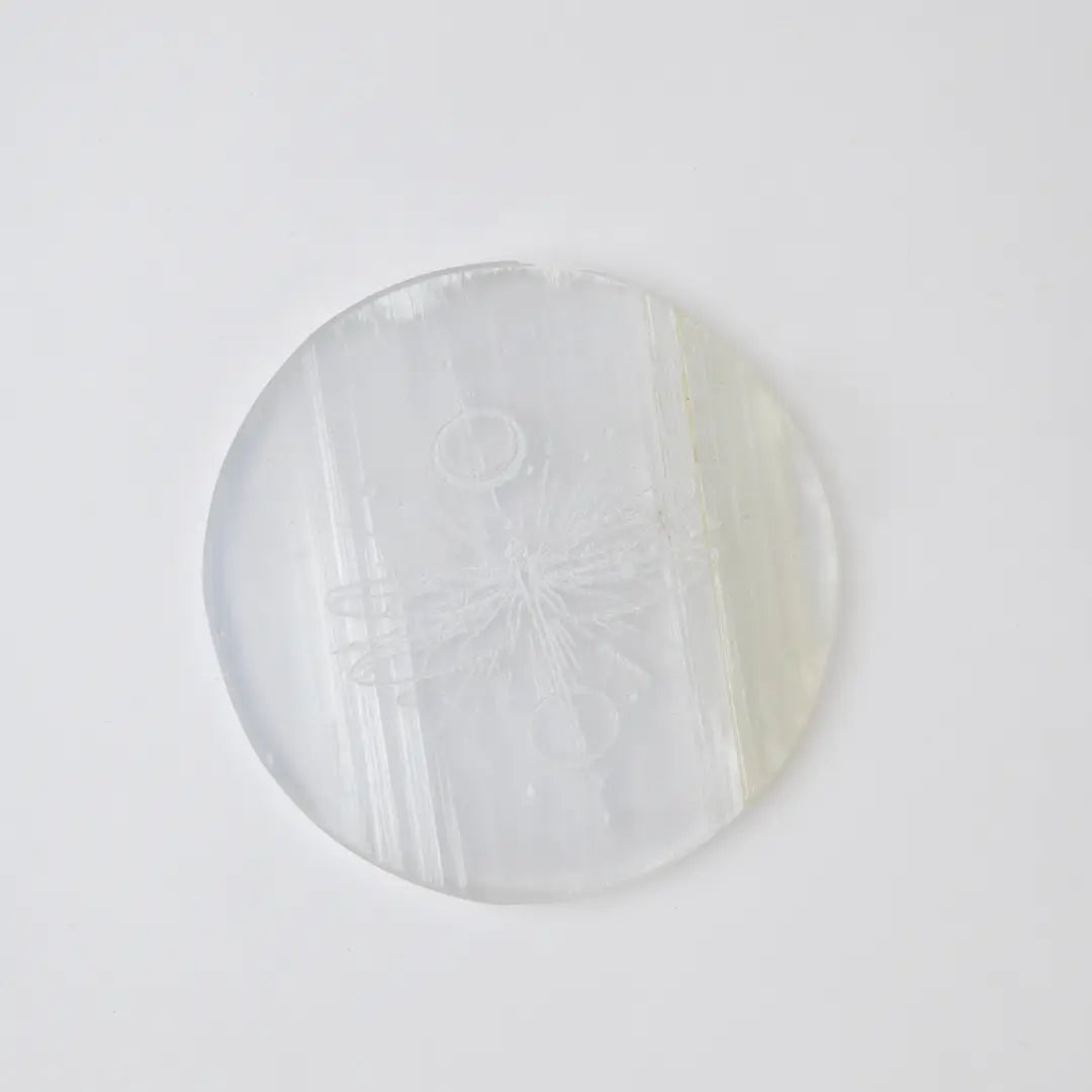 Selenite Dragonfly Spirit Charging Plate - Round
