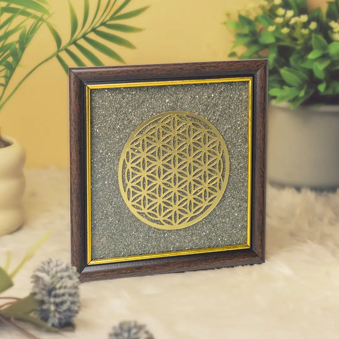 Flower of Life Pyrite Frame