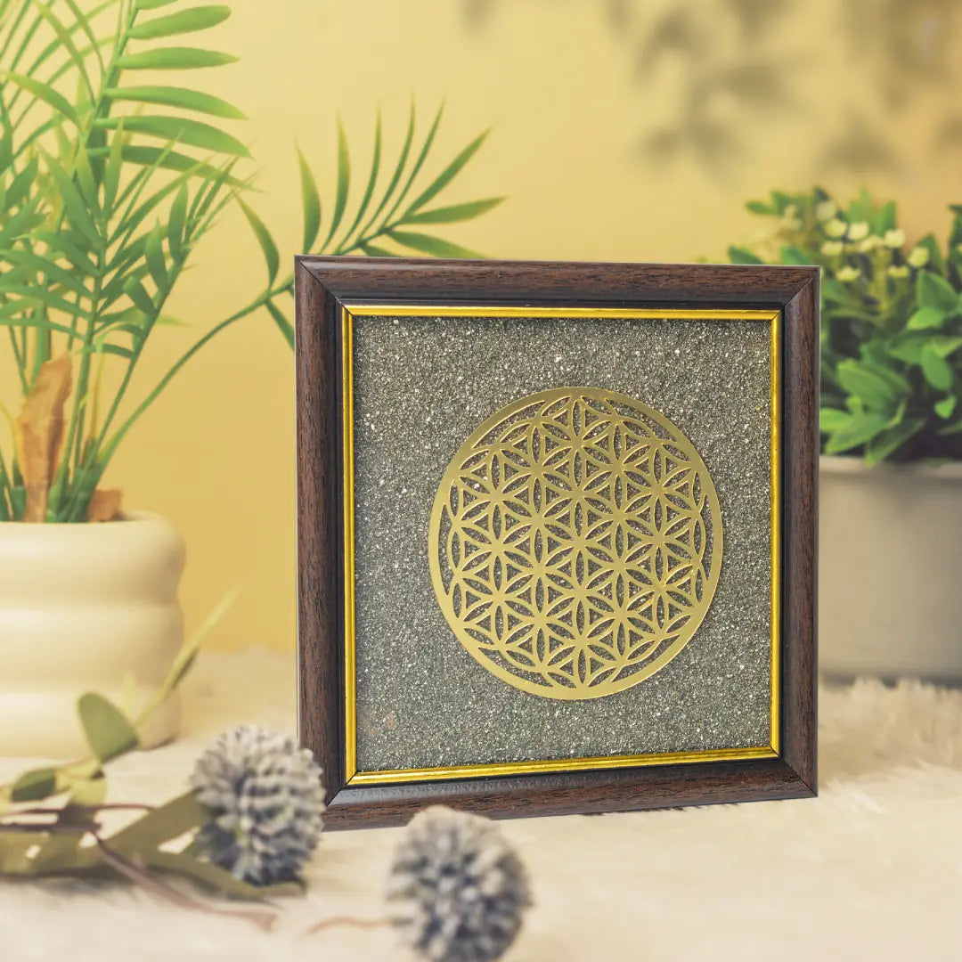 Flower of Life Pyrite Frame