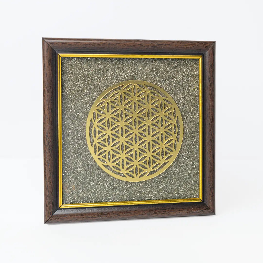 Flower of Life Pyrite Frame
