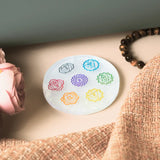 Selenite Seven Chakra Symbol Charging Plate - Round