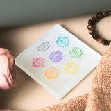 Selenite Seven Chakra Symbol Charging Plate - Square