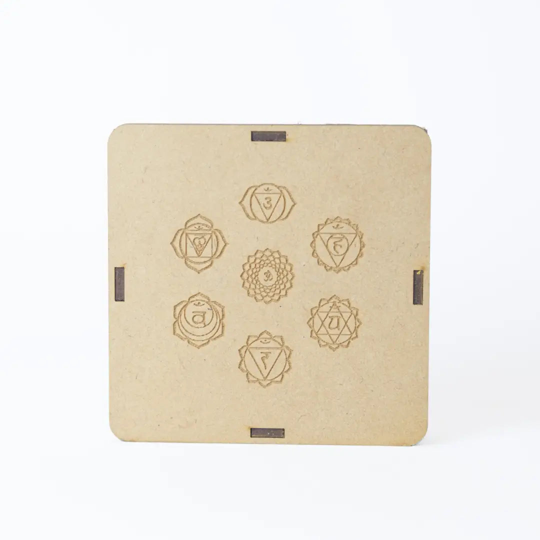 Selenite Seven Chakra Symbol Charging Plate - Square