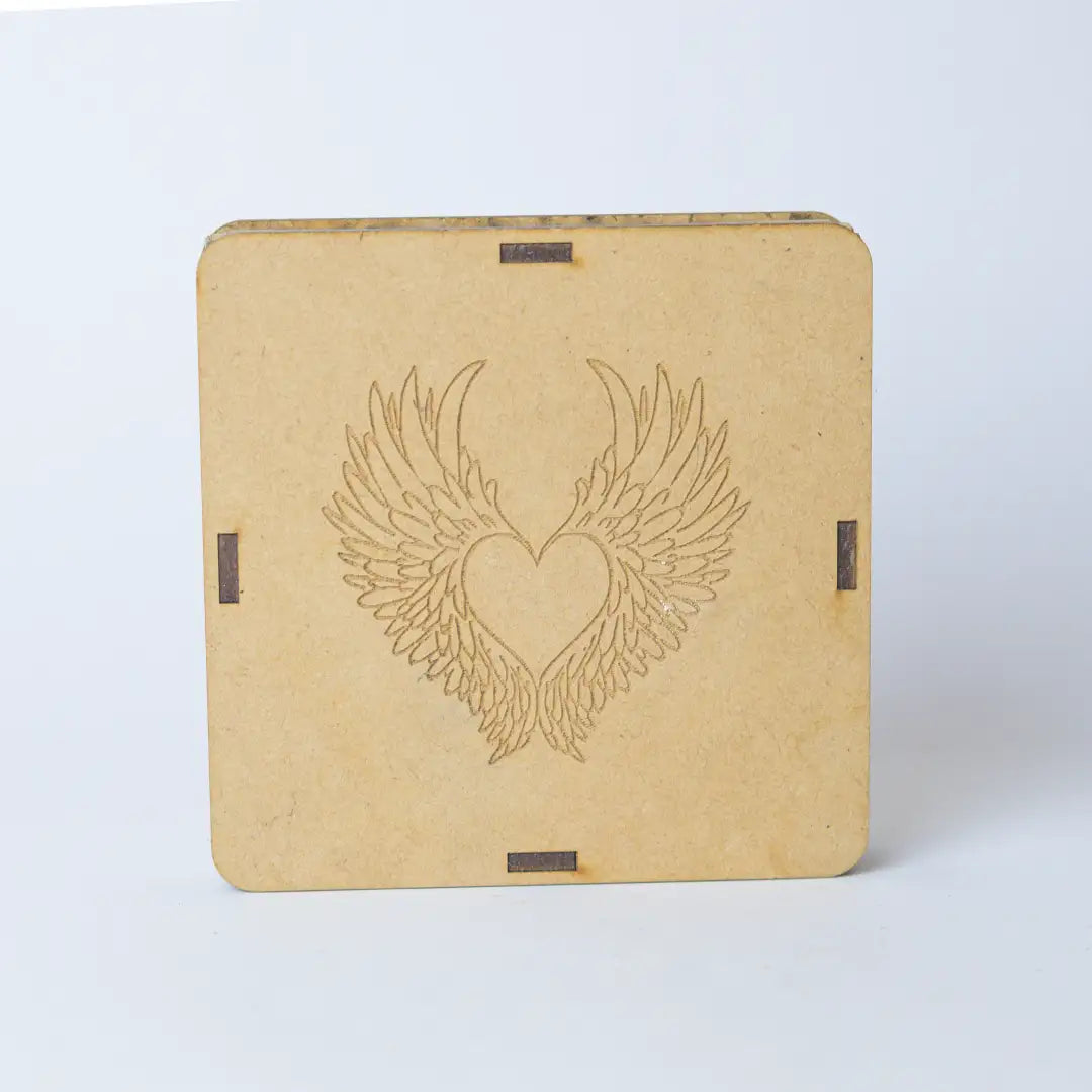 Selenite Angel Wings Engraved - Round