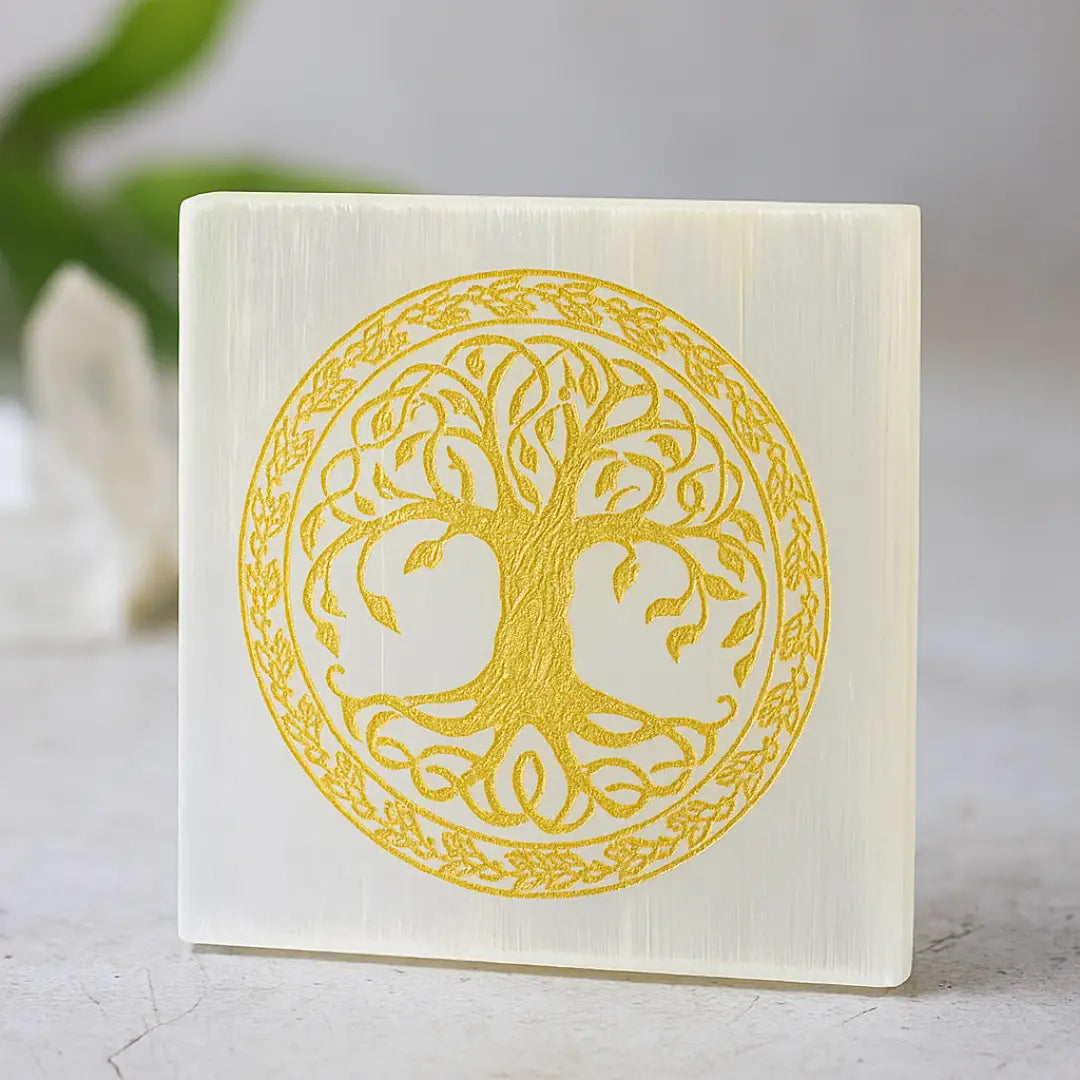 Selenite Tree of Life Charging Plate - Square