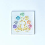 Selenite 7 Chakra Charging Plate - Square