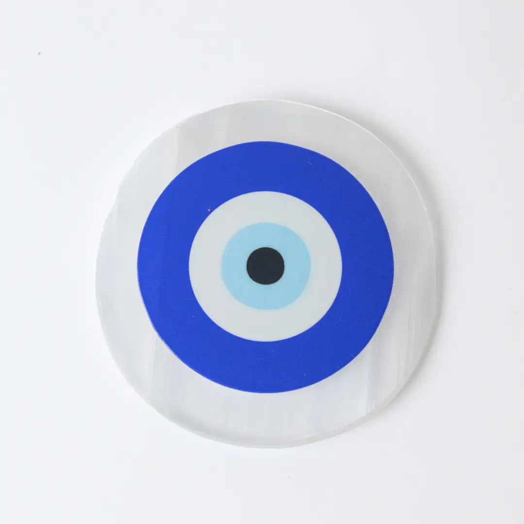 Selenite Evil Eye Protection Charging Plate - Round