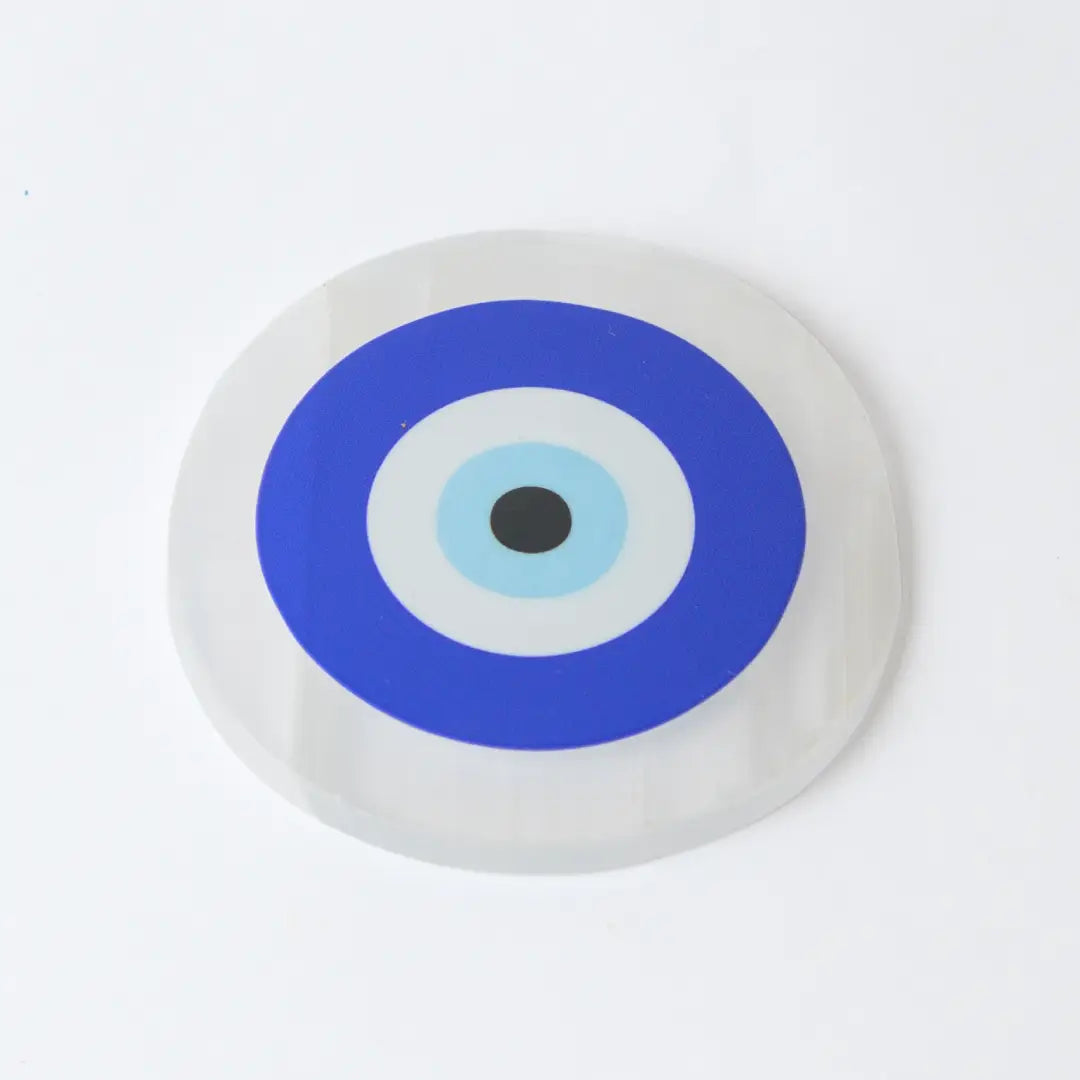 Selenite Evil Eye Protection Charging Plate - Round