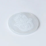 Selenite Hamsa Hand Charging Plate - Round