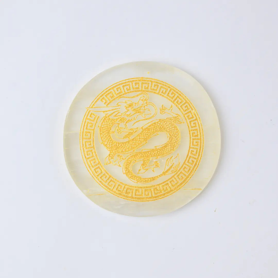 Selenite Dragon Charging Plate - Round