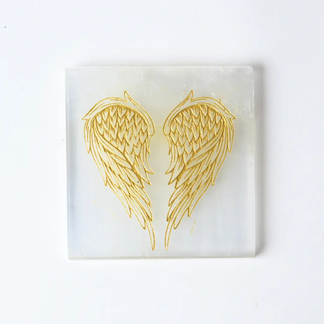 Selenite Angel Wings Charging Plate – Square