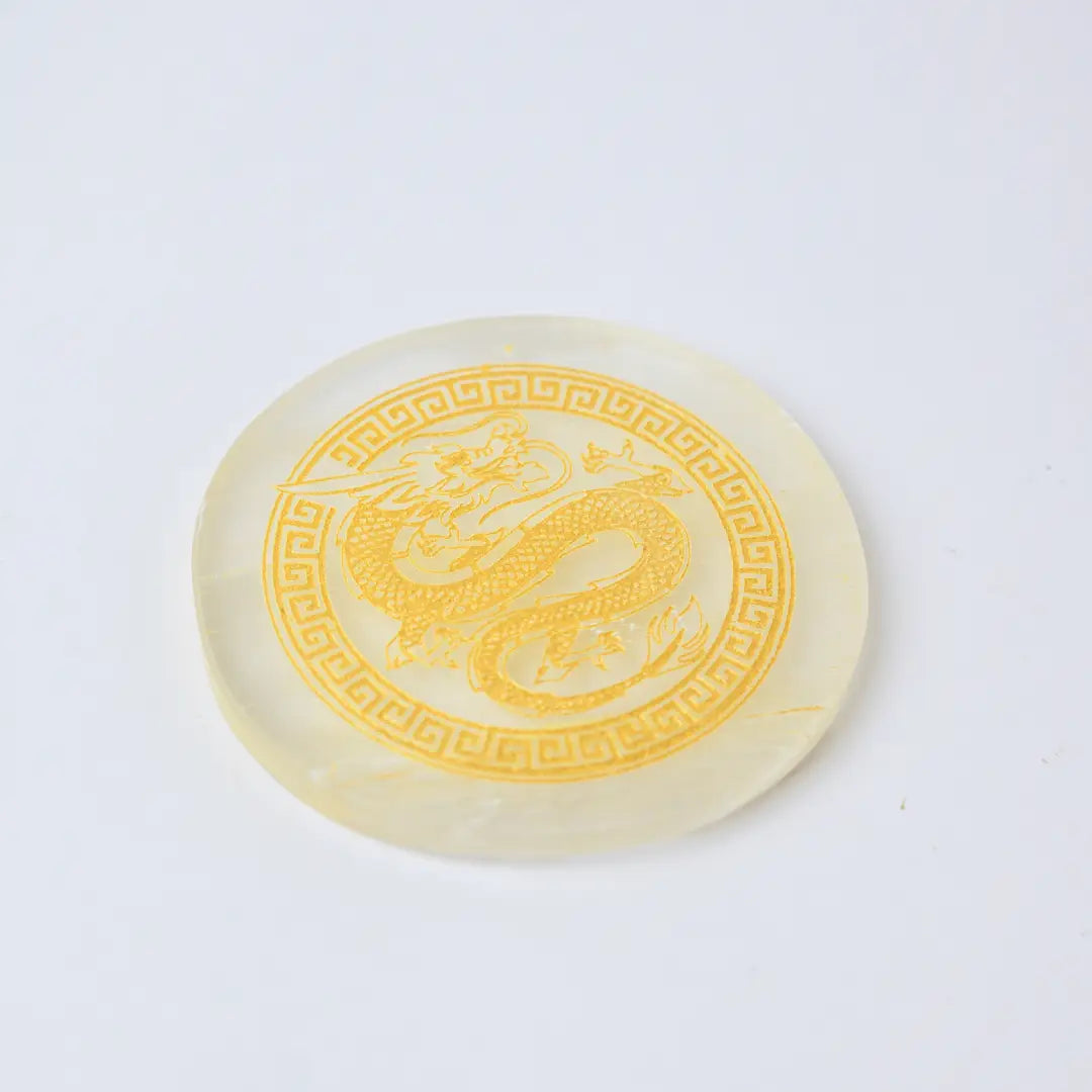 Selenite Dragon Charging Plate - Round