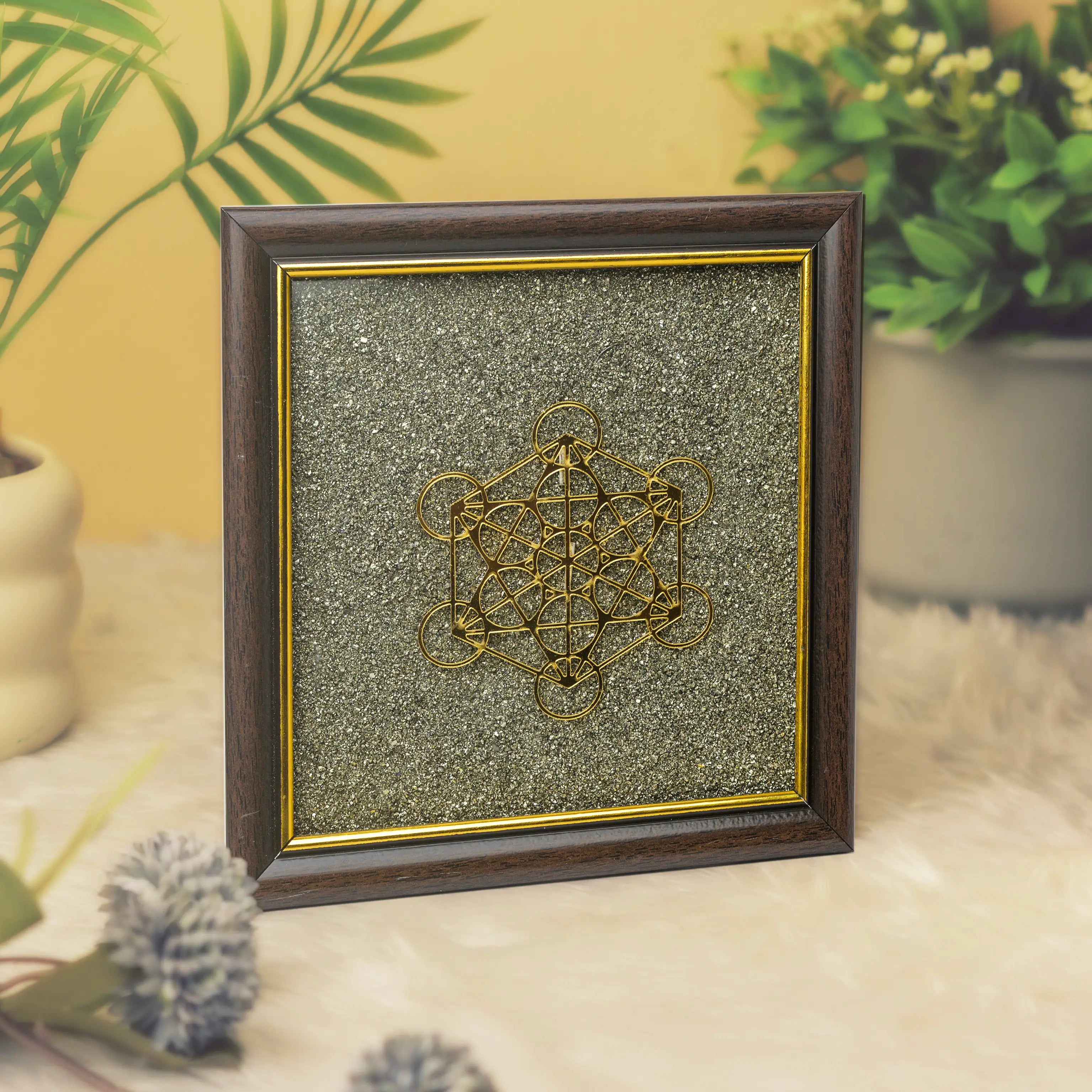Shri Chakra Raw Pyrite Frame