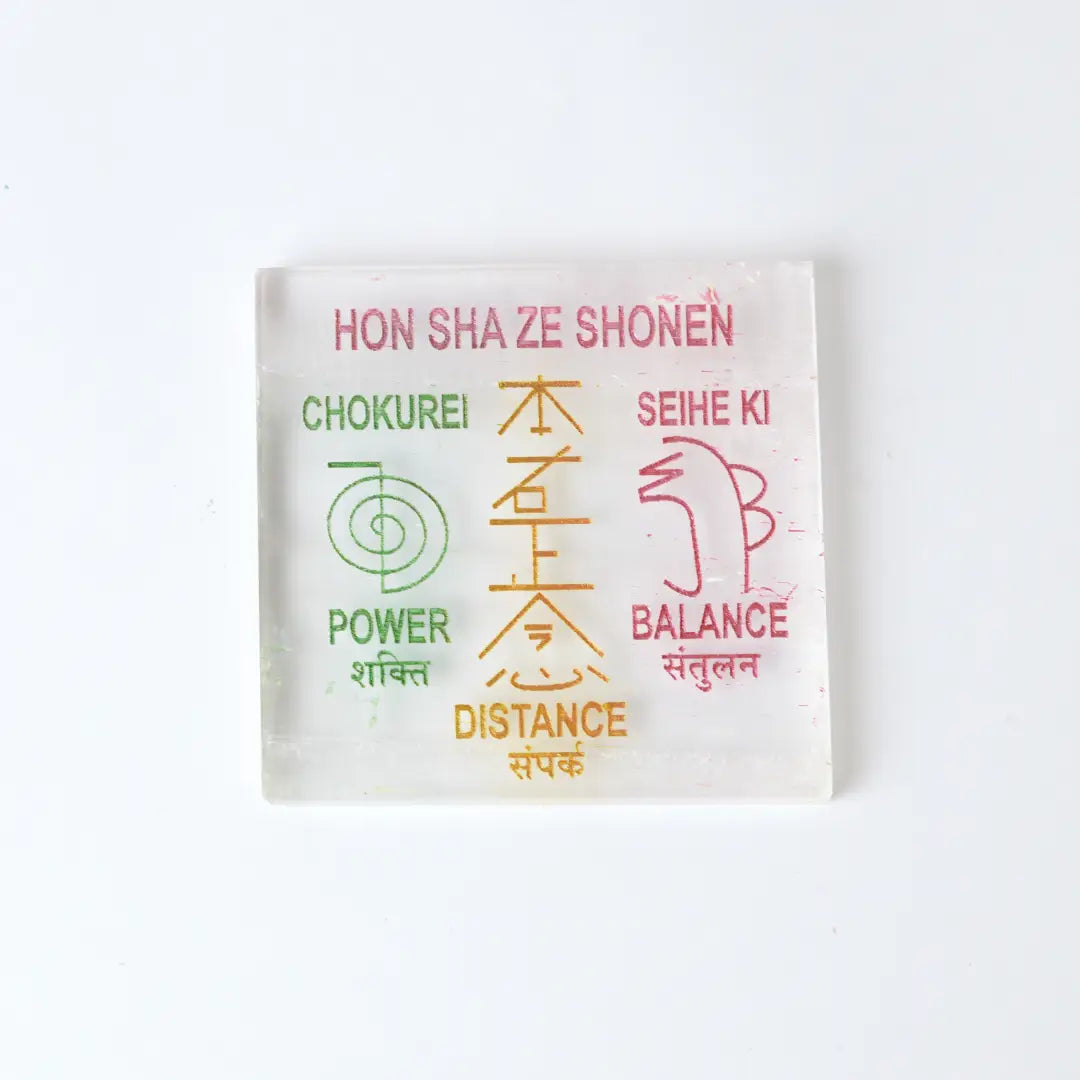 Selenite Reiki Symbols Charging Plate - Square