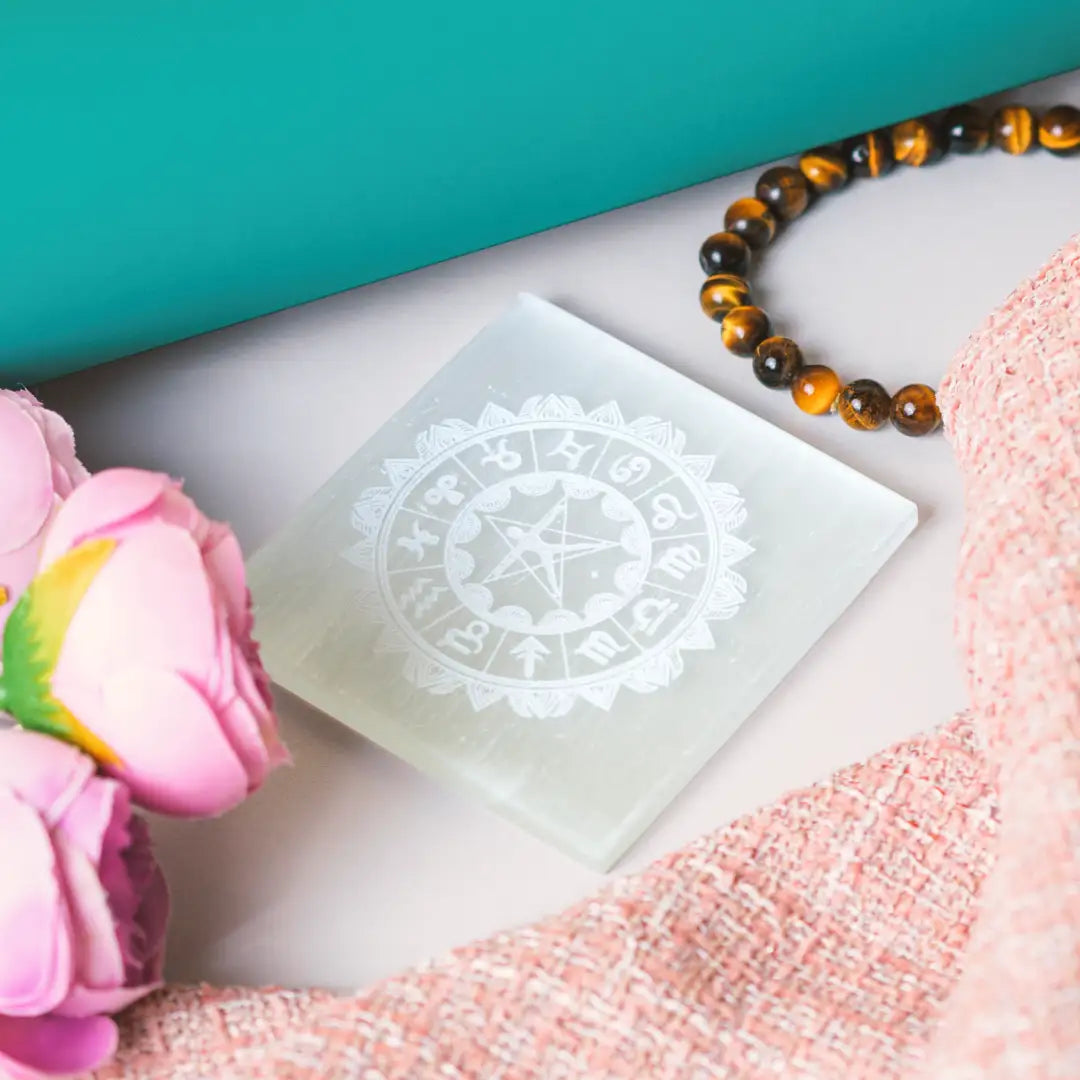 Selenite Zodiac Charging Plate – Square