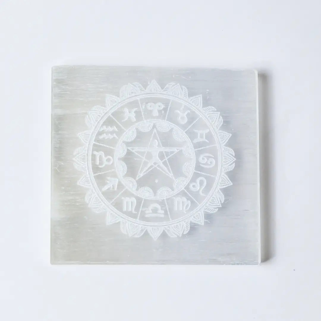 Selenite Zodiac Charging Plate – Square