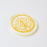Selenite Crystal Charging Plate with Golden Lotus - Round