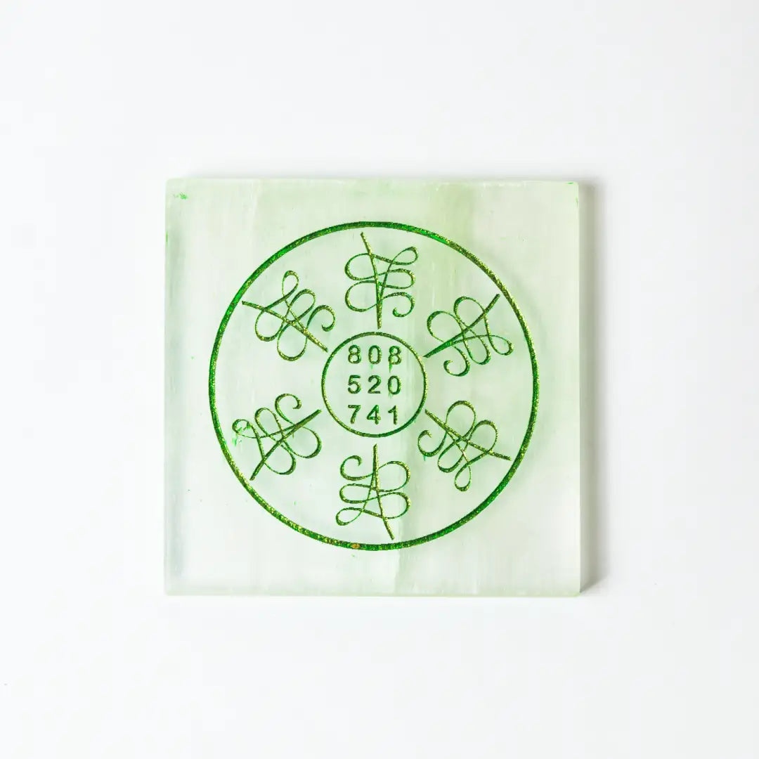 Selenite Abundance Energy Grid Plate – Square