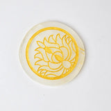 Selenite Crystal Charging Plate with Golden Lotus - Round
