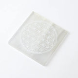 Selenite Flower of Life Charging Plate - Square