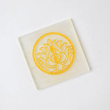 Selenite Crystal Charging Plate with Golden Lotus - Square