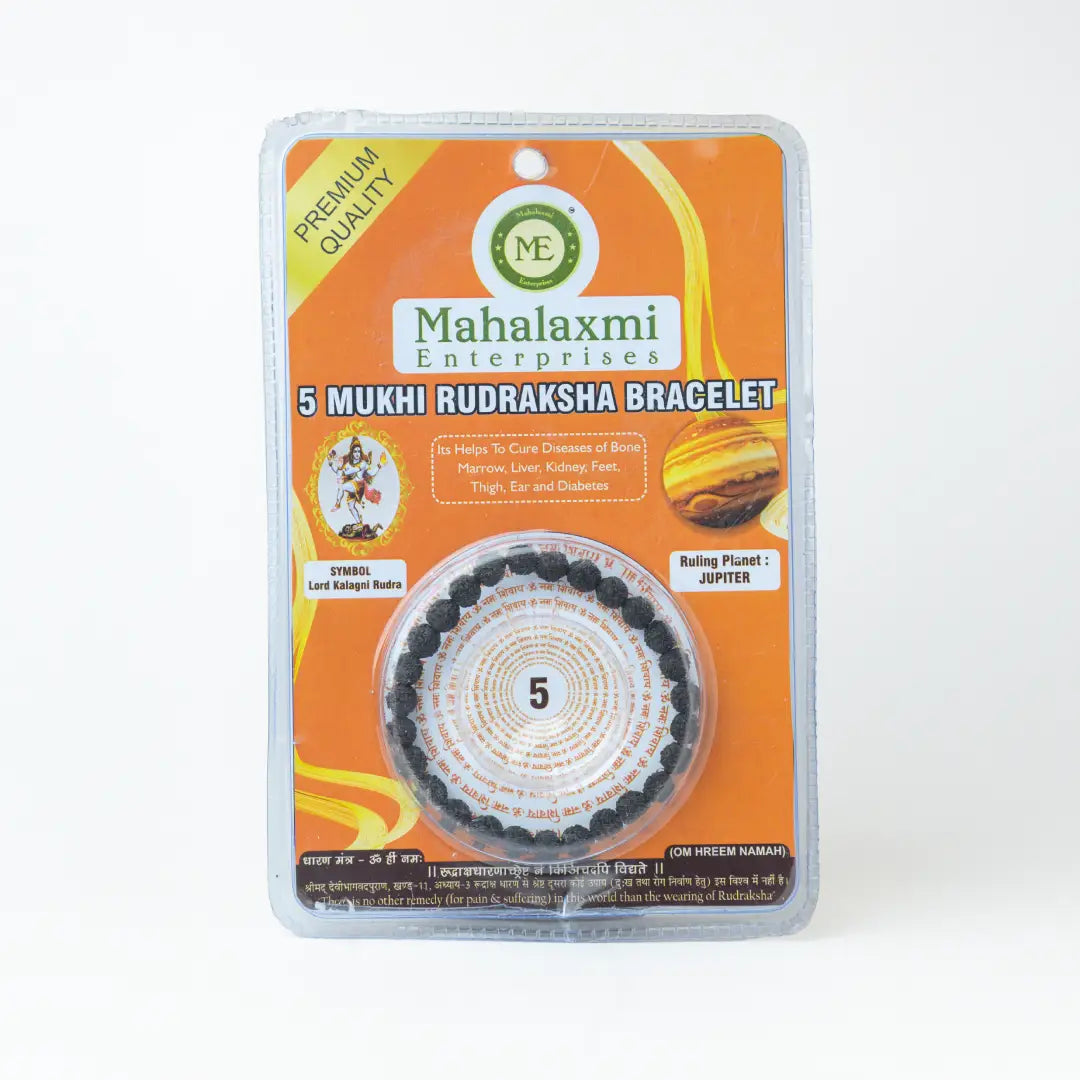 5  Mukhi Rudraksha Bracelet In Black