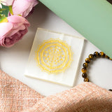 Selenite Sri Yantra Charging Plate– Square