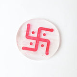 Selenite Om Swastik Energy Charging Plate - Round